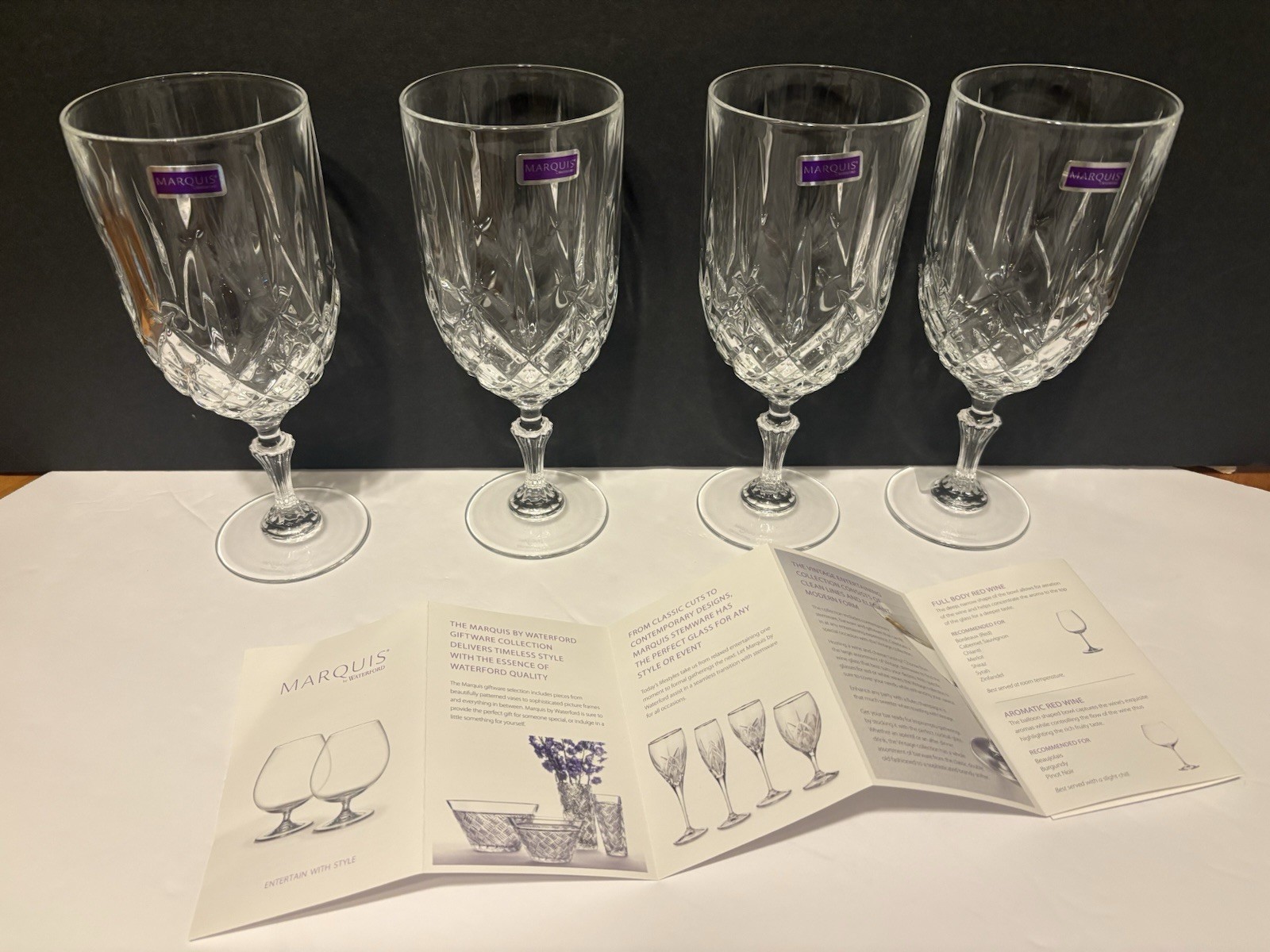 Marquis by Waterford Markham Iced Beverage Set 4 Glasses Made in Italy EUC