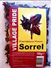 Village Pride Dried Sorrel, Hibiscus, Zobo, Roselle, Karkade leaves 100g