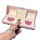 Y2K Travel Jewelry Roll Pink White Floral Embossed Snap Closure See Photos — photo 5