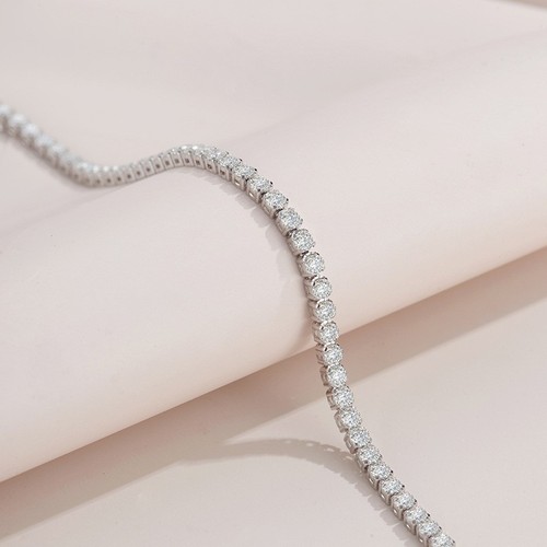 Full 3mm VVS1 Moissanite Tennis Bracelet 18K White Gold PLated Pass Tester GRA - Picture 6 of 15