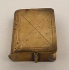 Antique WW1 Trench Art Brass Novelty Book Vesta Case Match Safe Brass Box c1915