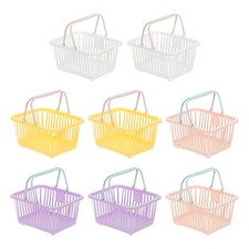 8PCS Mini Shopping Basket with Handle Small Tiny Basket,White Pink Purple Yellow