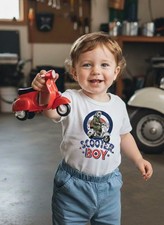 "Scooter Boy" Cool Vespa Lambretta Mod Target Baby Boy Son Grandson T-shirt Gift