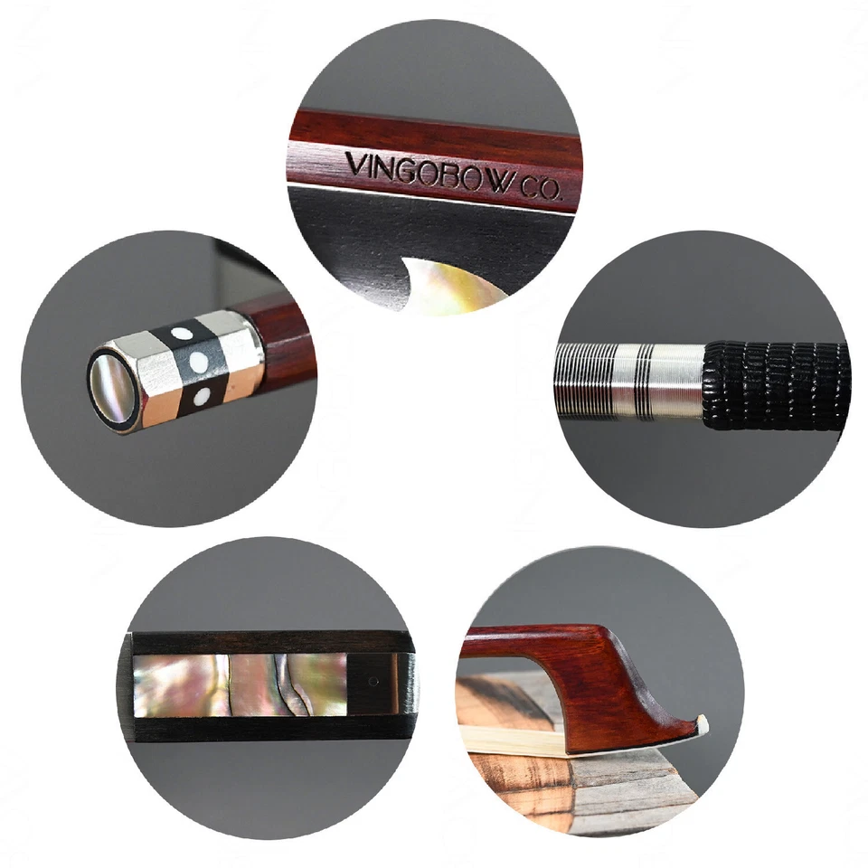 4/4 Size Concert Level Pernambuco Cello Bow Natural Horsehair Bright Tone - Image 3 of 4