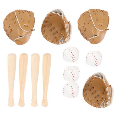  4 Sets Miniatur Baseball -Set für Kinder Dollhouse Spielzeug Miniatur Baseball