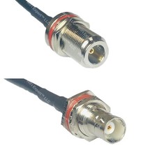 RFC195 N FEMALE BULKHEAD to BNC FEMALE BIG BULKHEAD Coax RF Cable USA-Ship Lot