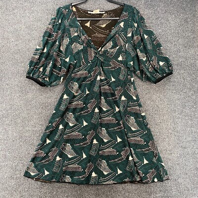 Max Studio Dress Womens M Green Print Babydoll V-Neck Flowy Boho Office Ladies | eBay Max Studio Dress Womens M Green Print Babydoll V-Neck Flowy Boho Office Ladies | eBay