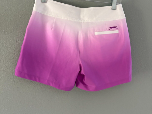 Slazenger Ombre Golf Shorts Womens Size 0 Purple & White Pockets Lightweight - Picture 5 of 10