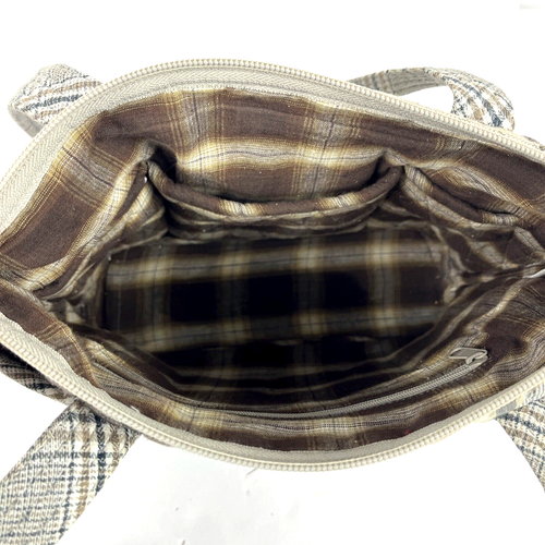 Bella Taylor Shoulder Handbag Tote Quilted Patchwork Brown Beige Zip Cottagecore - Picture 15 of 16