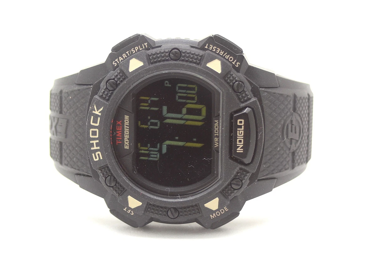 TIMEX Men s Expedition Chronograph Shock Watch Indiglo Alarm T49896 EXCELLENT