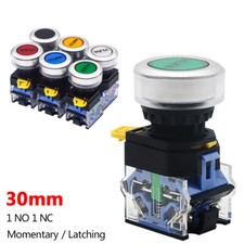 30mm ON/OFF Push Button Switch Latching Momentary 1NO 1NC Yellow Red Green LA38