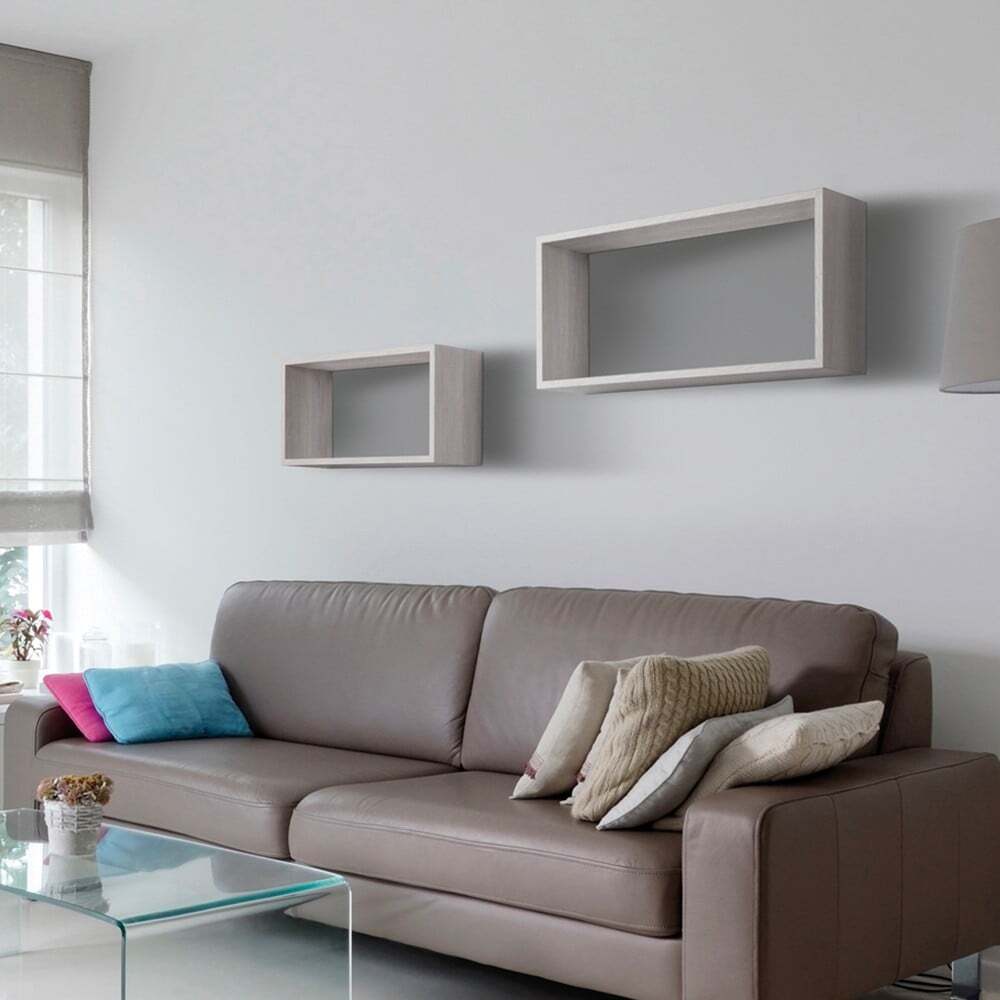 Conjunto de 2 estantes de pared de cubo rectangular estante moderno Bislungo