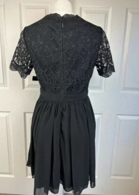 Lulus Angel In Disguise Black Lace Skater Dress Size M | eBay