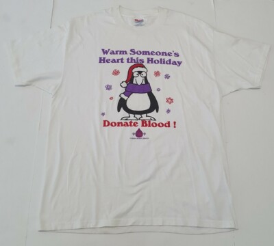 Vintage Blood Donor White T-Shirt Men's Size XL Cartoon Tee Graphic Vtg RARE 