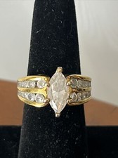 Sterling Silver 14k Gold Plated Cocktail Ring 9.5 Grams