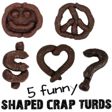 5 REALISTIC Fuuny Shaped Dog Crap Turd Poo Poop Pieces ~ Gag Prank Joke Set