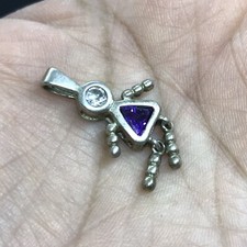 Birth Stone Kid Child Figurine 925 Purple Girl Pendant Feb Sterling