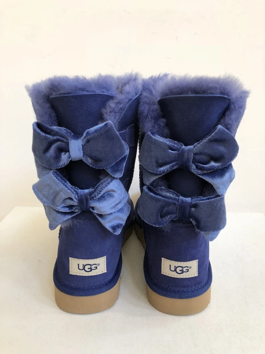 UGG CLASSIC BAILEY BOW II VELVET RIBBON SKYBLUE BOOT US 6 EU 37