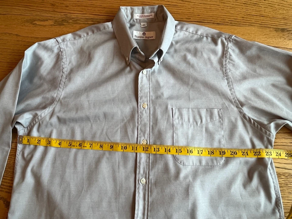 Camisa de manga larga gris con botones Etienne Aigner para hombre talla 16,5 32-33 Foto 4 de 4