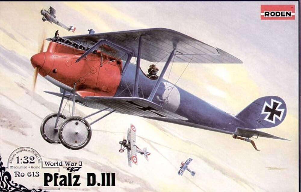 RODEN 1/32 PFALZ D.III 613 WWI plastic model fighter aircraft kit