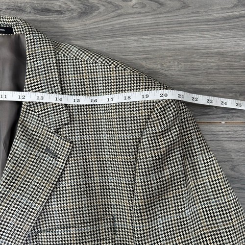 Chaps Mens Sports Coat Blazer 100% Silk Tan Houndstooth Two Button size 46R - Picture 9 of 11