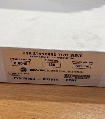 Test Sieves ASTM 120 USA Standard HOSOKAWA Micron Powder Systems 125um -1 Pc/Pk