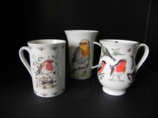 3 Bone China Various Bird Scenes Mugs
