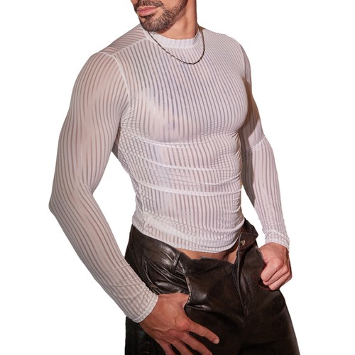 Men Top Sheer T-Shirt Breathable Tank Tops Stage Shows Undershirts Slim Fit - Bild 22 von 51