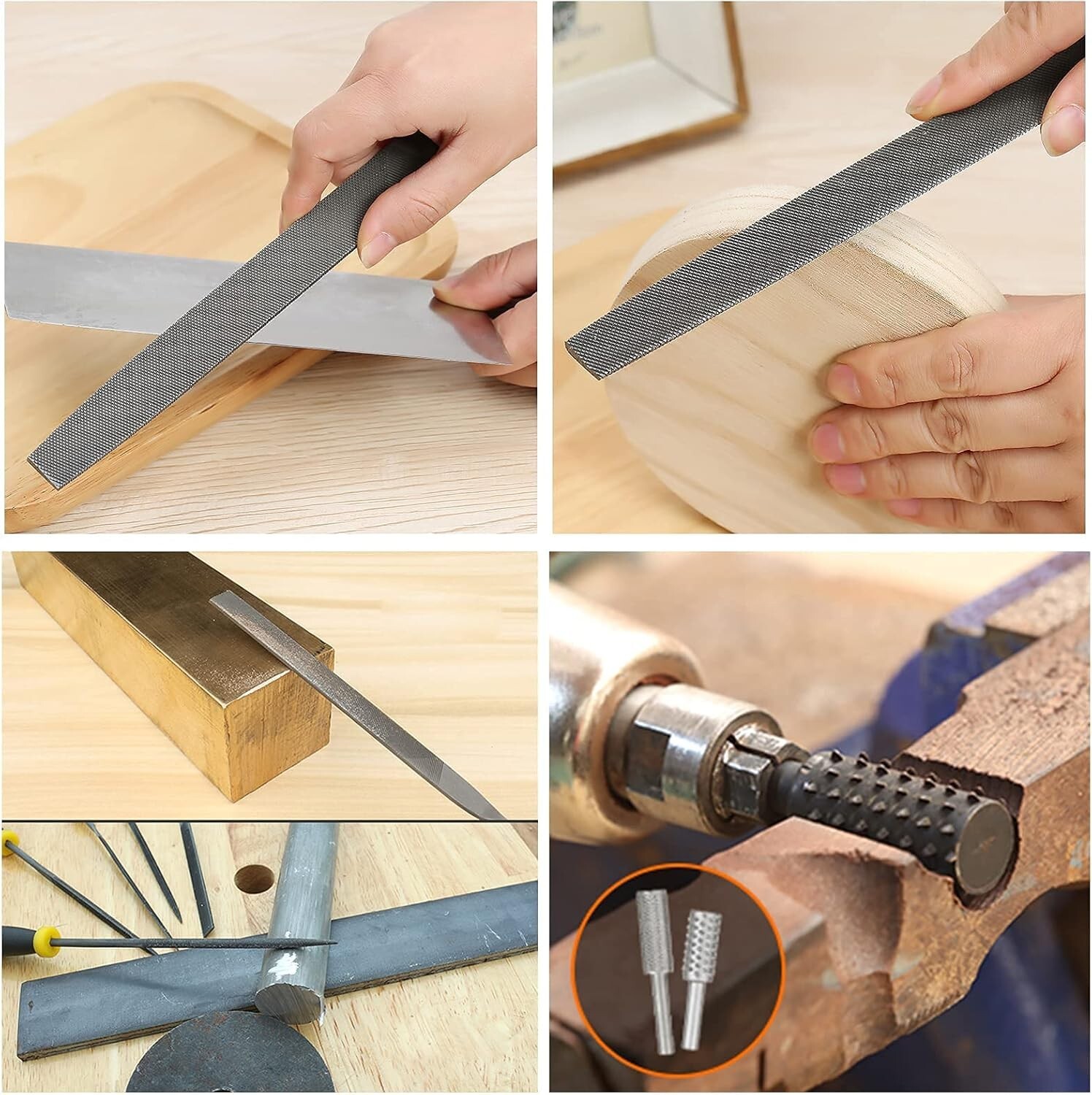 57Pcs Metal & Wood File Rasp Set,Grade T12 Forged Alloy Steel, Half-round/Rou...