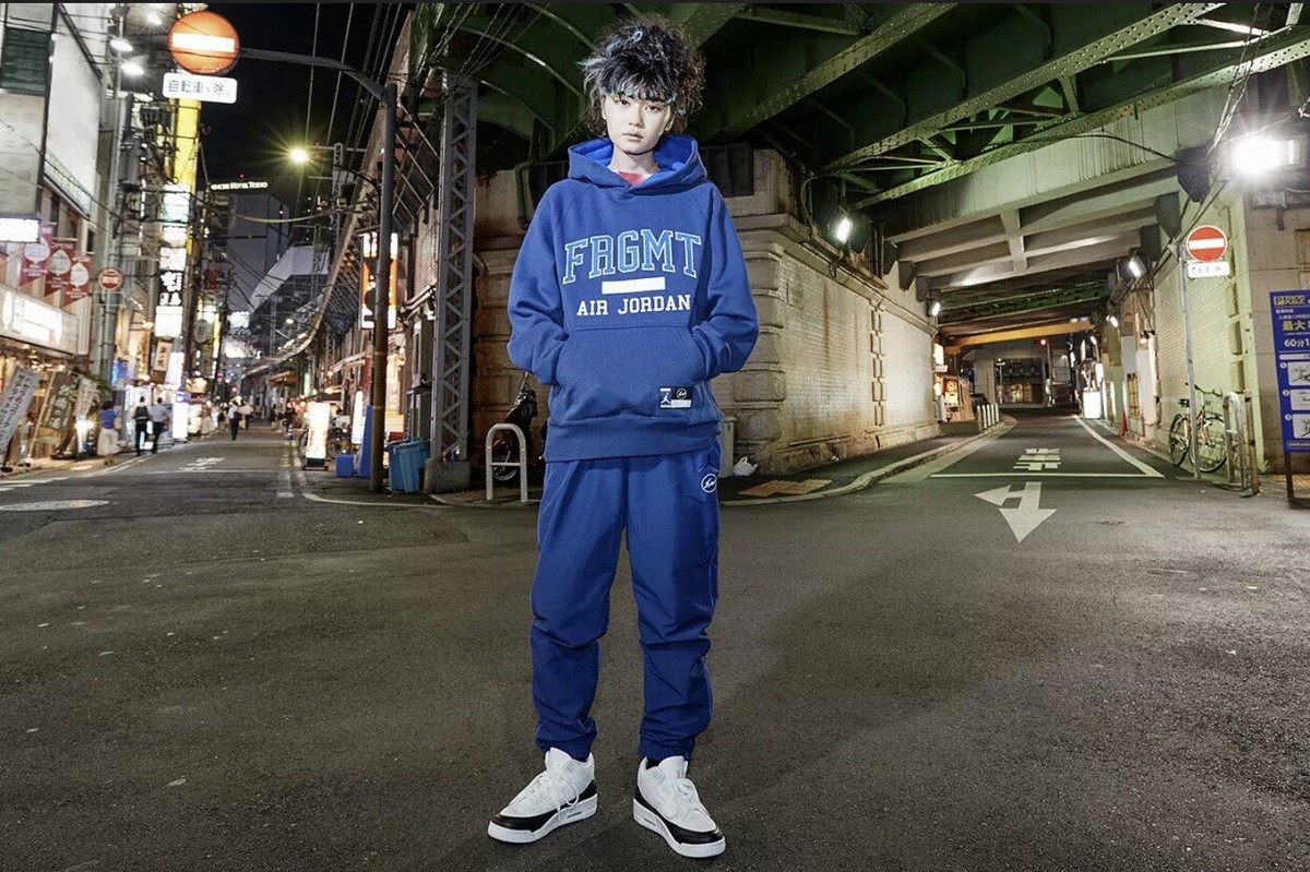 Nike Air Jordan X Fragment Woven Wind Pants Blue Size Large DA2979