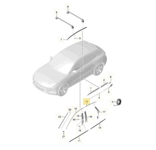Tapicería de puerta superior trasera izquierda Porsche Macan 95B.1 - negro brillante - nueva - Imagen 6 de 8