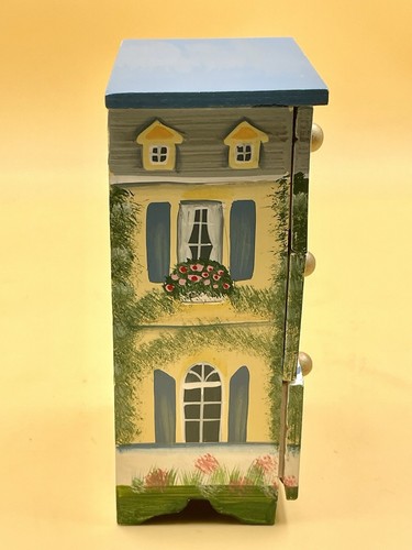 Delton Fine Collectibles Mini Casetta in Legno Cassetto Portaoggetti Casa Dipinta a Mano - Foto 7 di 9