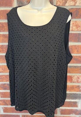 Talbots 3X Black Sleeveless Top Lace Front Zip Back | eBay