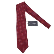 Drake's NWT Neck Tie in Red w/ Blue & Yellow Floral / Square Pattern 100% Silk