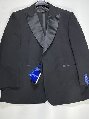 Mens EJ Samuel Black Peak Lapel Classic Tuxedo 54R NEW