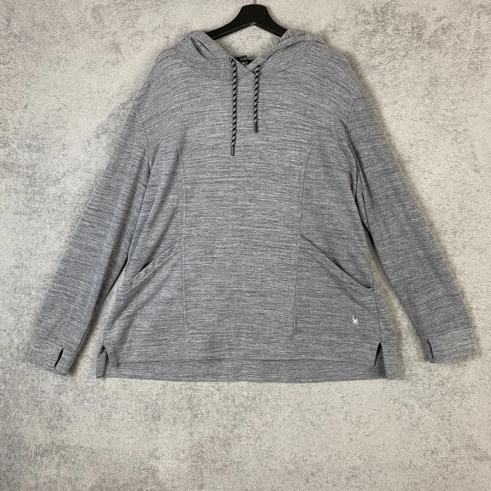 Spyder Active Hoodie Men 2XL Heither Gray Stretch Long Sleeve Pullover Outdoor