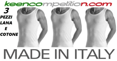 LANA COTONE 3 PZ. VOGATORE CANOTTA CANOTTIERA SPALLA LARGA UOMO LANA E COTONE MADE IN ITALY