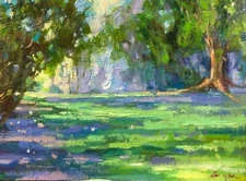Sunny Oaks Park Landscape oil painting original art impressionism art