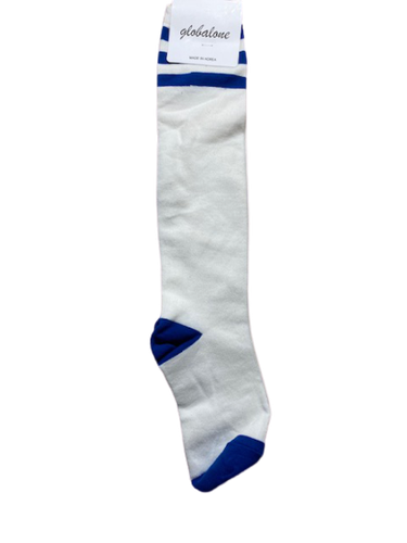 Womens Striped Top Black White Cotton Knee High Socks Made in Korea - Picture 16 of 19