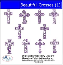 Embroidery Design Set- Beautiful Crosses(1) - 10 Designs - 9 Formats - USB Stick