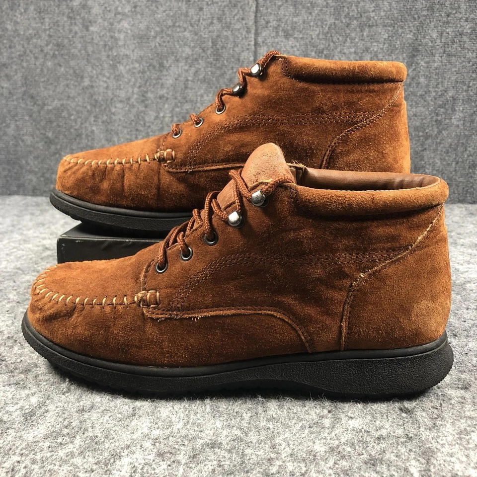 Faded Glory Cheyenne Boots Womens Size 11 Brown Suede Moc Toe Chukka Lace Up - Image 3 of 4