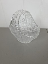 BEAUTIFUL. Bohemian Czech Oval Handcut Crystal Glass Diamond Cut Basket 