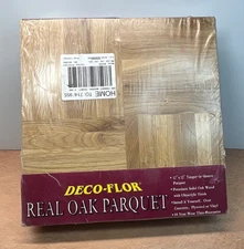 NEW DECO-FLOR Real Oak Parquet Flooring 12x12 10 Sq ft NATURAL, Vintage