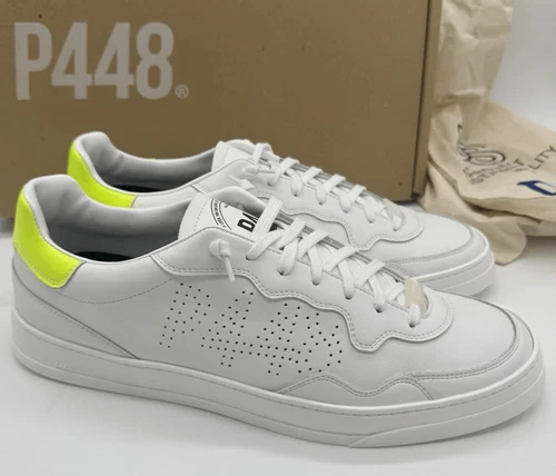 NEW P448 Corbali PS White Leather Yellow Low Top Sneakers Shoes EU 46 Men's 12.5