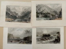 Lot 4 Landscapes Di Montagna Engraving Various Authors Half