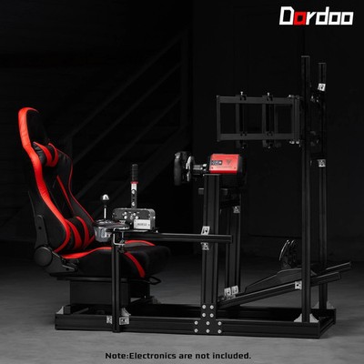 Dardoo Racing Sim Cockpit 4080 Aluminum With Seat Triple TV Stand Fits Logitech