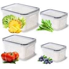 Pack of 4 Fruit Fresh Produce Protector, Grape Container for Fridge, Fruit Saver
