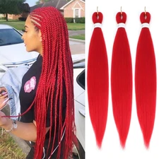 Red Braiding Hair Pre Stretched Easy Braids Yaki Texture Professional Synthetic 