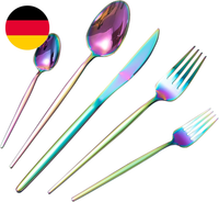 Regenbogen Besteck Set 6 Personen, 30 Teilig Edelstahl Besteckset Bunte, Essbest