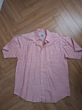 Mens Vintage Casuals Red White Stripes Cotton Summer Shirt Size Large